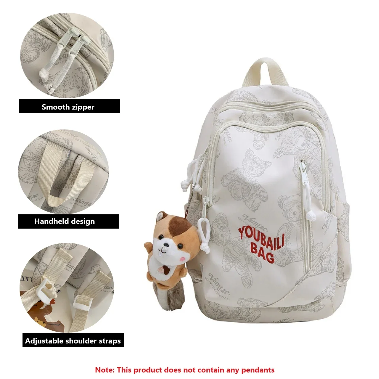 

Милый женский рюкзак, Водонепроницаемый Школьный рюкзак большой вместимости, гладкая молния, однотонный повседневный рюкзак для девушек