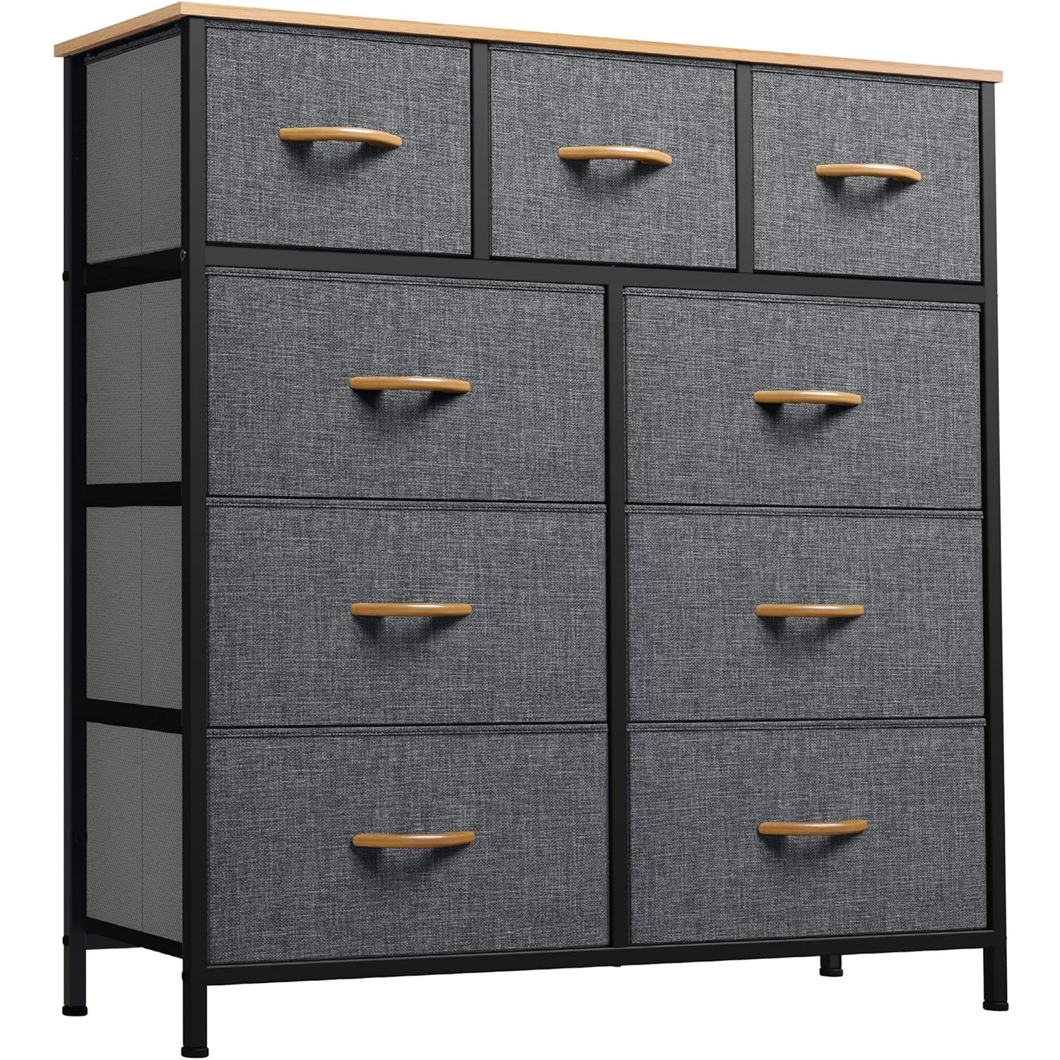 

Dresser for Bedroom with 9 Drawers, Fabric Storage Dresser Closet Dresser & Chest of Drawers Closets - Sturdy Steel Frame