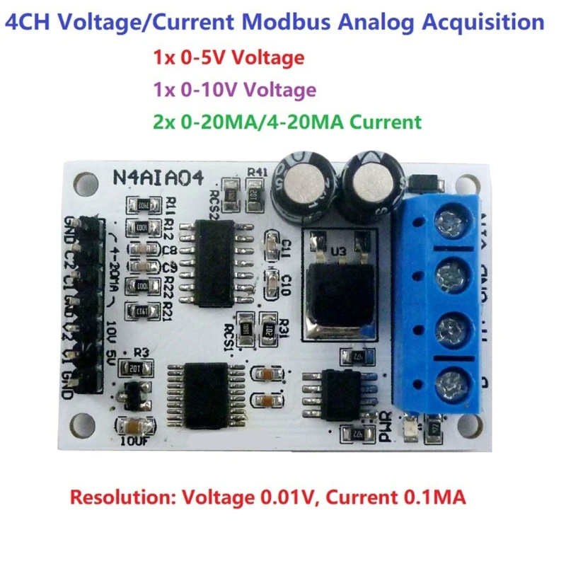 Modul Akuisisi Arus Tegangan RS485 Baru 2024 Instruksi MODBUS RTU Mendukung Banyak Perangkat MODBUS RTU CommandMode