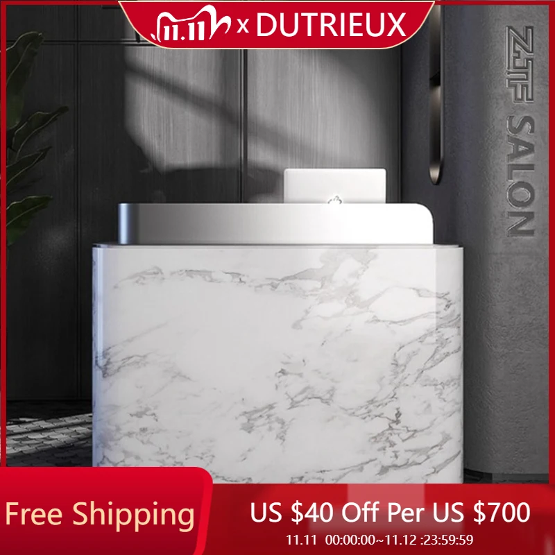 

Luxury Counter Reception Desks Design Modern High Quality Light Luxury Reception Desks White Front Desk Bureau Office Furniture
