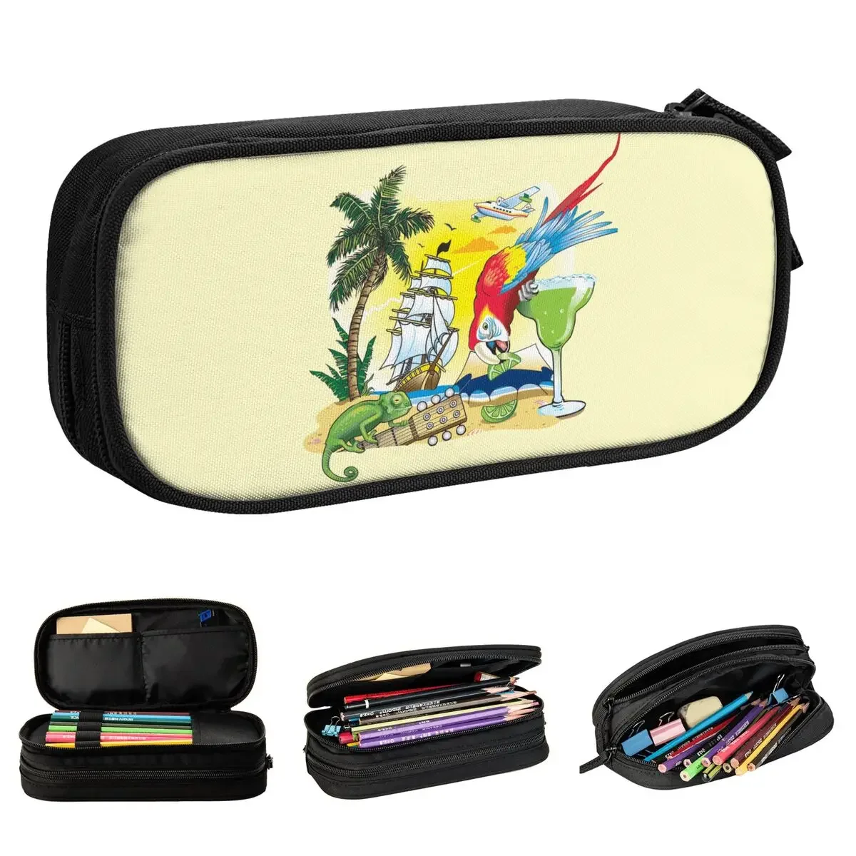 Fun Jimmy Buffett Pencil Cases Margaritaville Pencil Box Pen Box for Student Big Capacity Bag Students School Gift Stationery