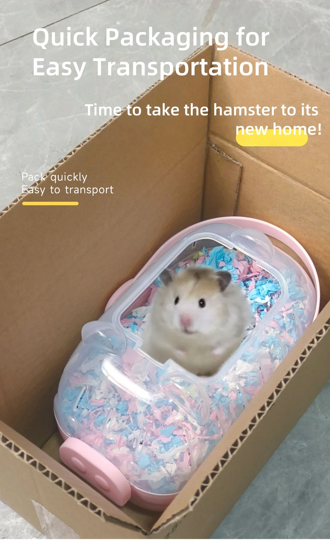 PP Hamster Travel Cage Pig-shape Carrying Cage Easy to Carry Small Hamster Cage for Small Animals