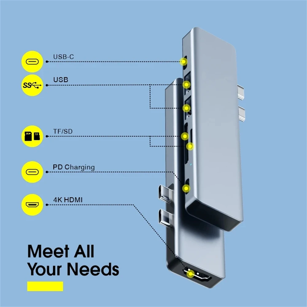 Vothoon USB C Adapter Type C to HDMI-compatible with USB 3.0 SD TF Card Reader for MacBook Pro Air USB C Hub image 3