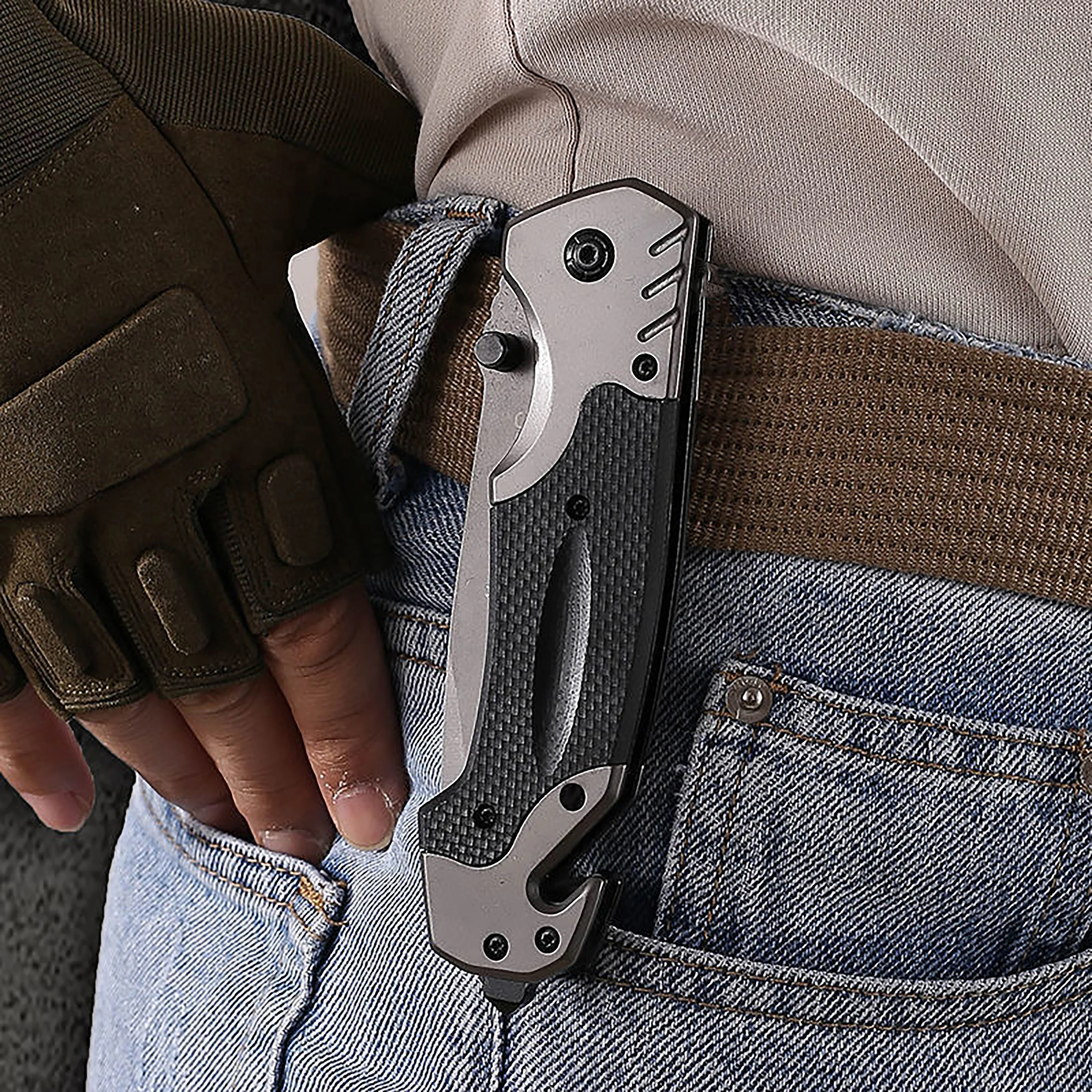 High Performance Stainless Steel Folding Knife Tactical Survival Knife, Suitable for Outdoor Camping, Hunting, and Fishing