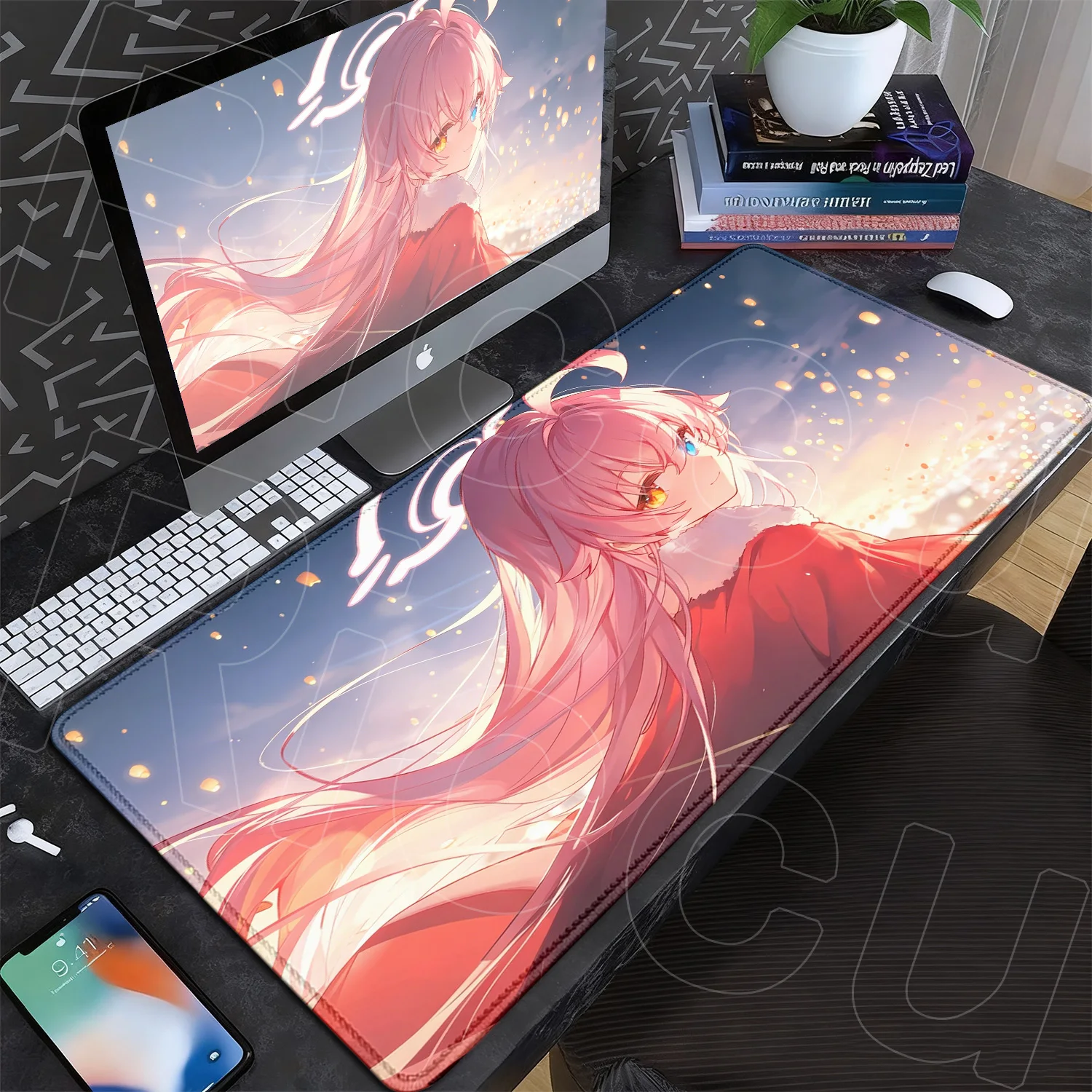 Blue Archive Kawaii Girl Mouse Pad Pink Takanashi Hoshino Keyboard Mat Rubber Gaming Accessories Large Gaming Mousepad Anime Mat
