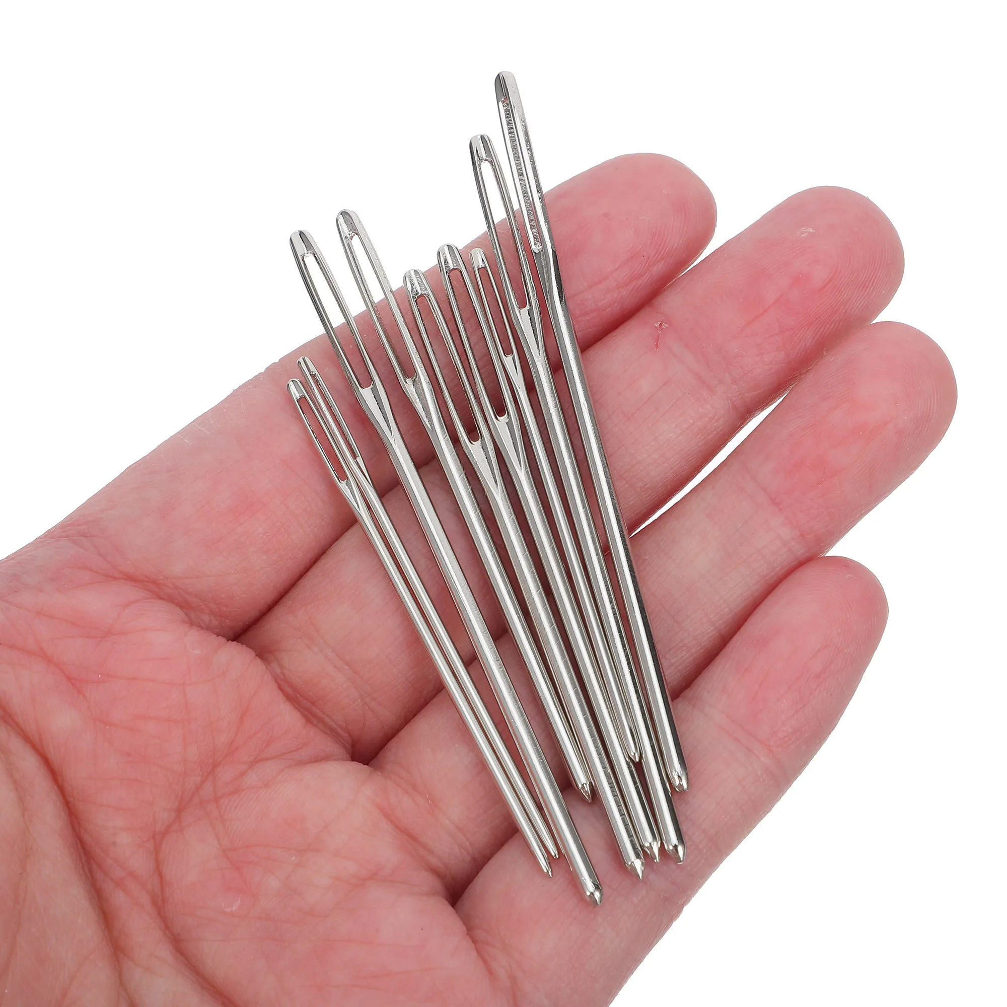 

Stainless Steel Large Eye Blunt Point Knitting Needles Set Thick Shaft Easy Handling for Seam Sewing Cross Stitch
