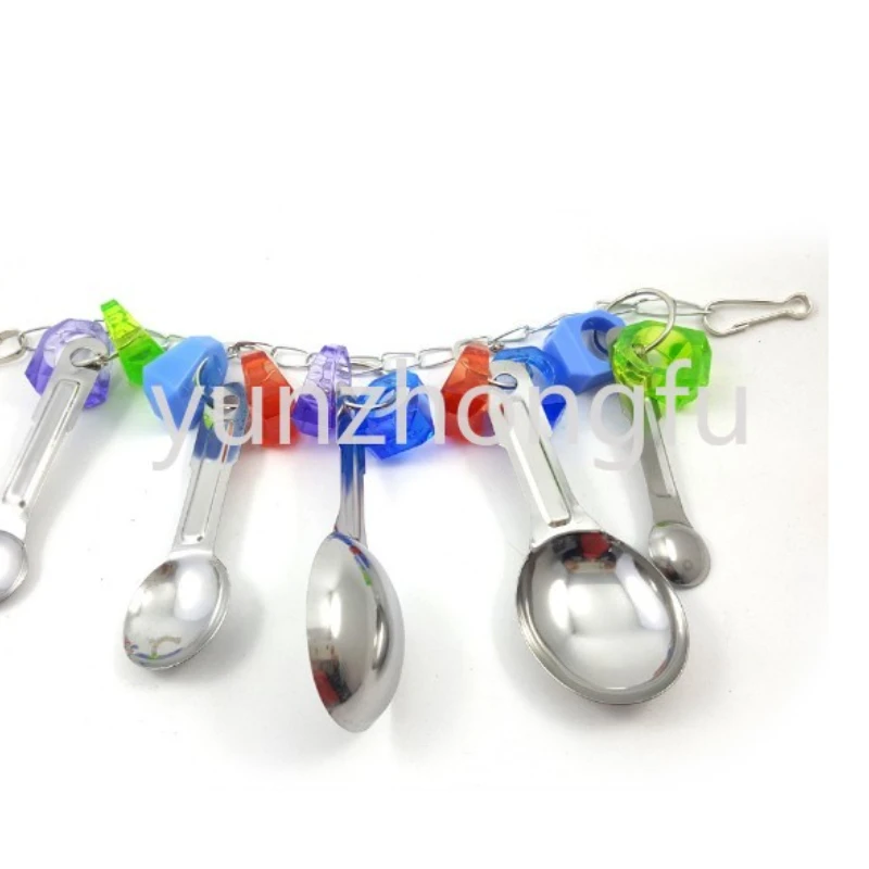 

Parrot Bite Toy Acrylic Stainless Steel Parrot Toys Swing Toy Bird Metal Spoon String Toy