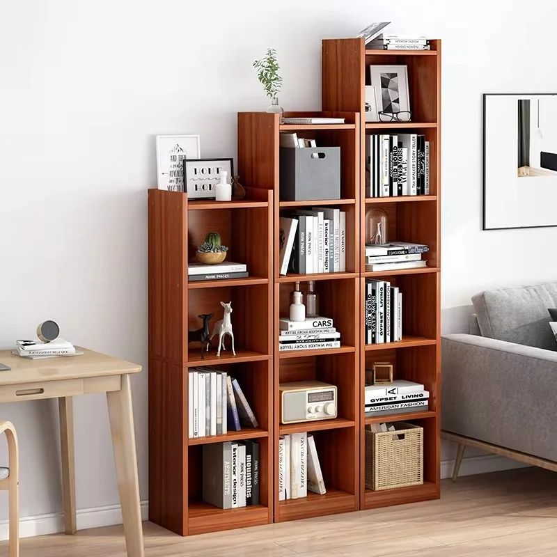 Modern Wood Corner Bookshelf Narrow Version Simple Floor-standing Economical Diverse Storage Space-saving 8 Shelves Small Home