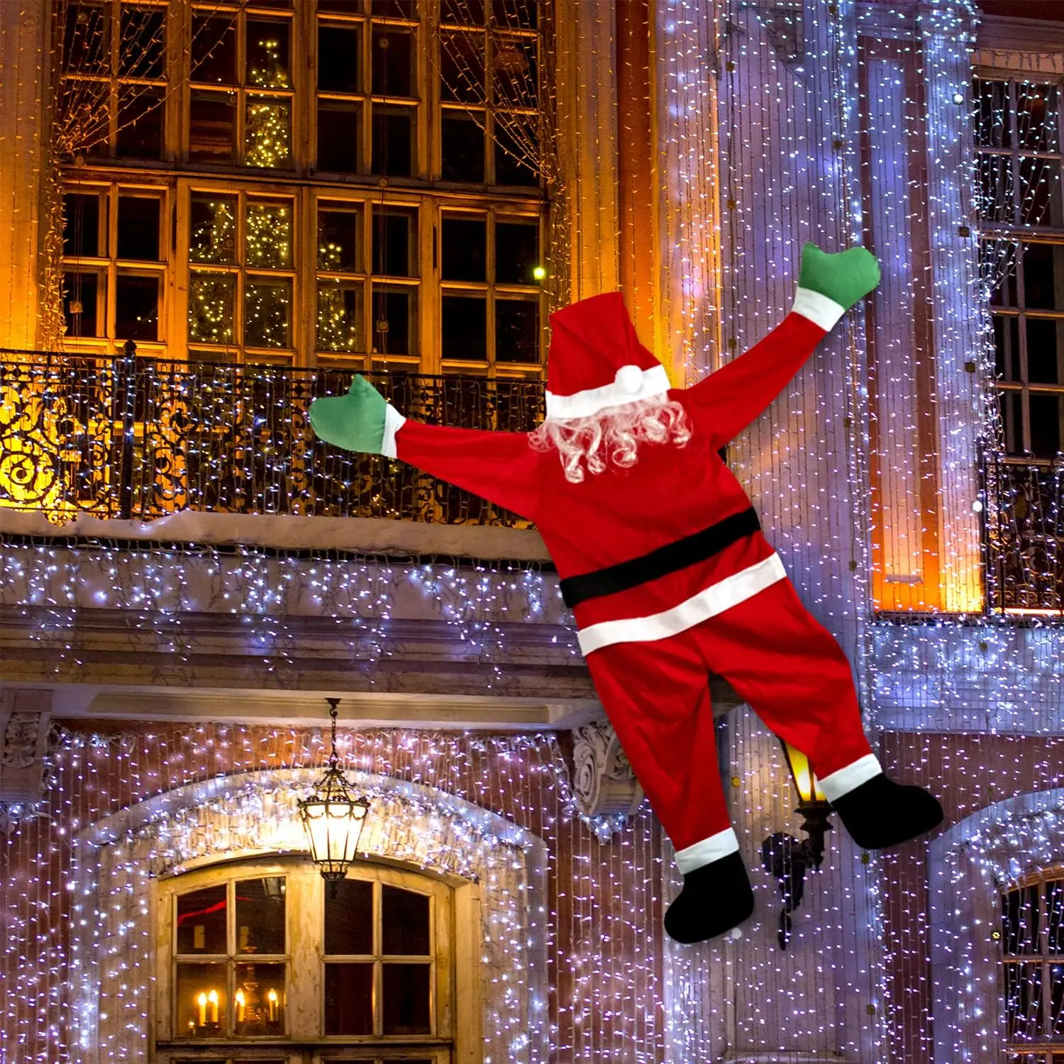 Santa Claus Hanging Christmas Decorations Outdoor for Indoor Ornament Stairwells Roofs Fireplaces Door Windows Wall Yard Decor