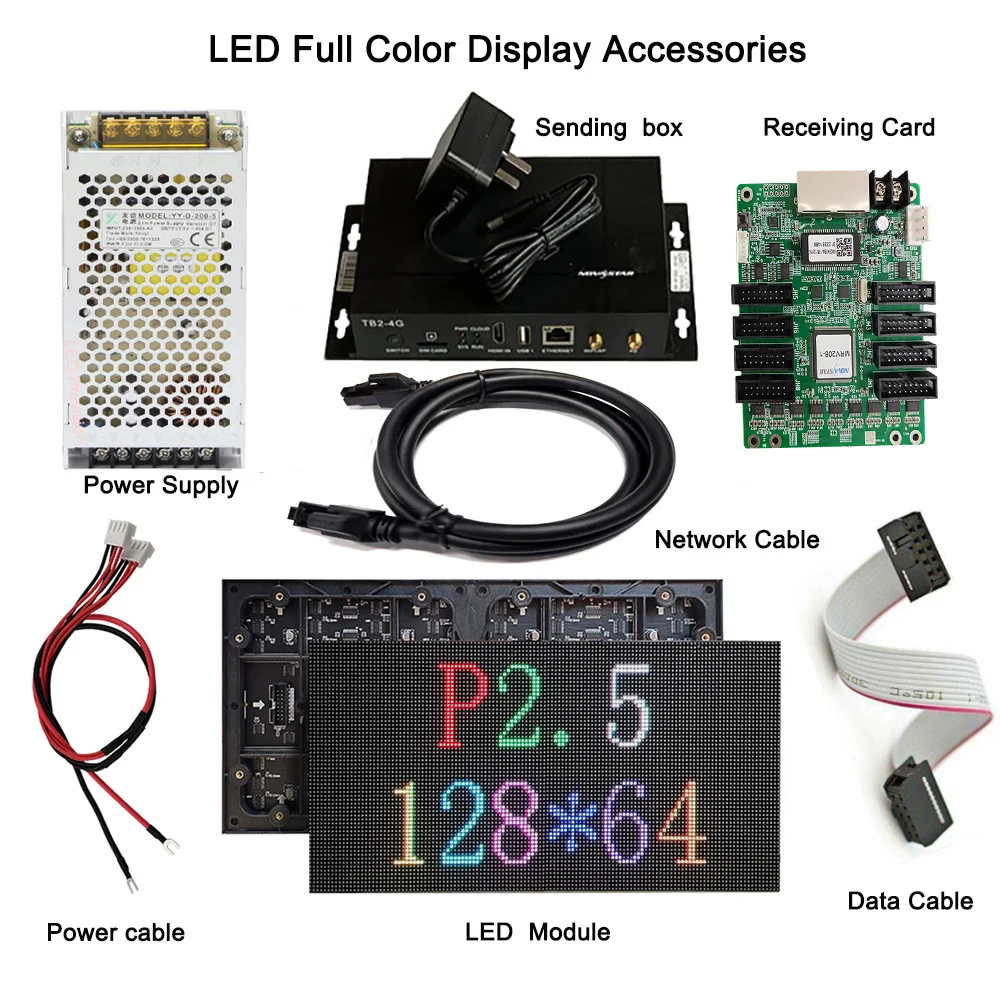 RGB P2.5Indoor Full Color Advertising Panel LED Video Wall Screen LED Module ,Receiving card,TB2 sending box, Power Supply