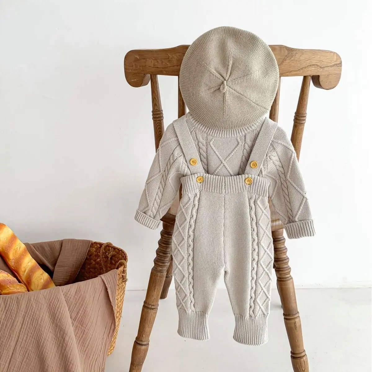 New Born Baby Boys Europe Style Long Sleeve Knit Sweaters + Braces Pants Clothing Sets Autumn Winter Baby Sweater Infant Clothes