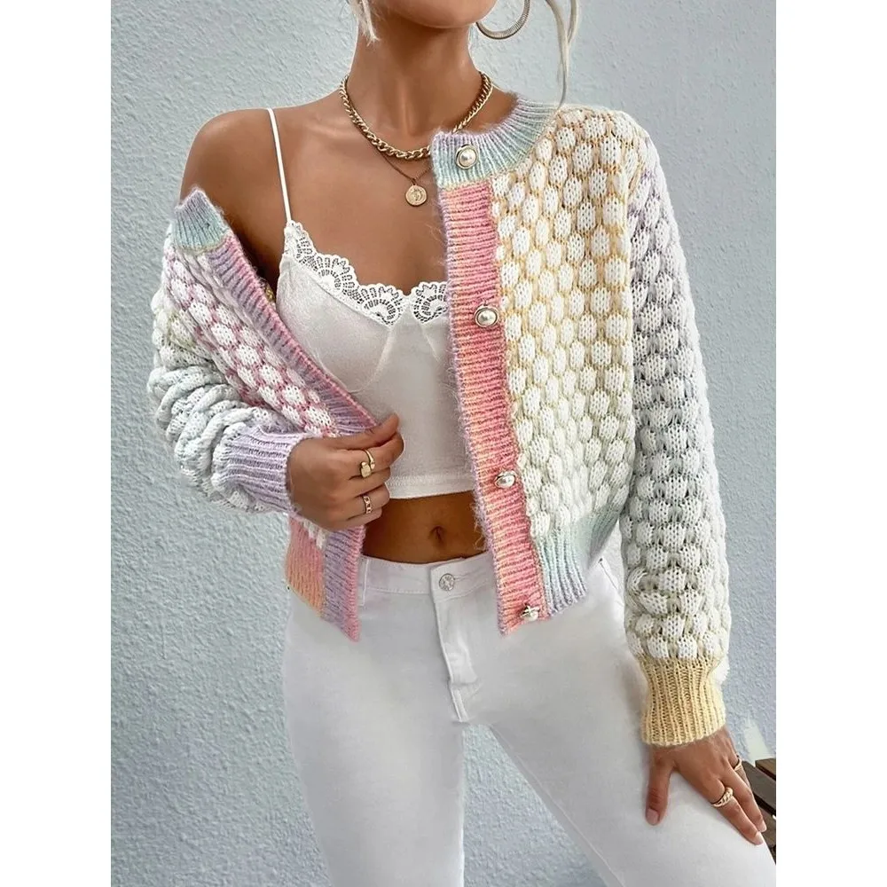 

Ele Faionable женский кардиган, свитер с воротником ron, весна 2026, другой материал 00% женский трикотаж премиум-класса