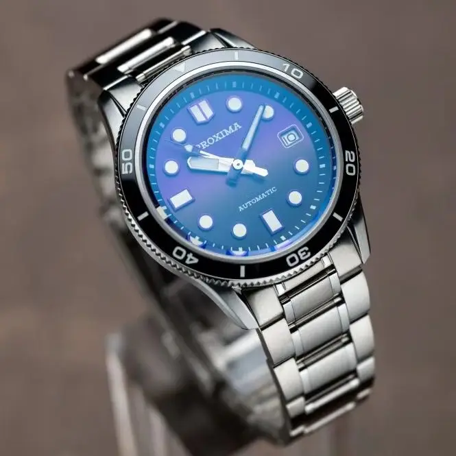 

Мужские автоматические часы Proxima Pilot, 39 мм, механические наручные часы, водонепроницаемые на 100 м, C3, светящееся сапфировое зеркало, Miyota 9015, фиолетовый циферблат