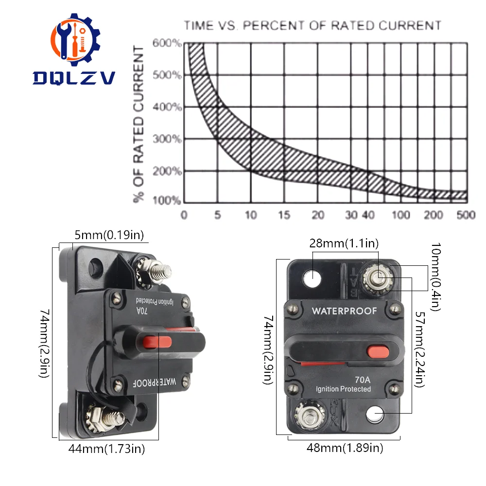 30A-300A Fuse 12V Circuit Breaker 12V Trolling with Manual Reset Fuse Car Boat Manual Power Protect for Audio System Car 48VDC