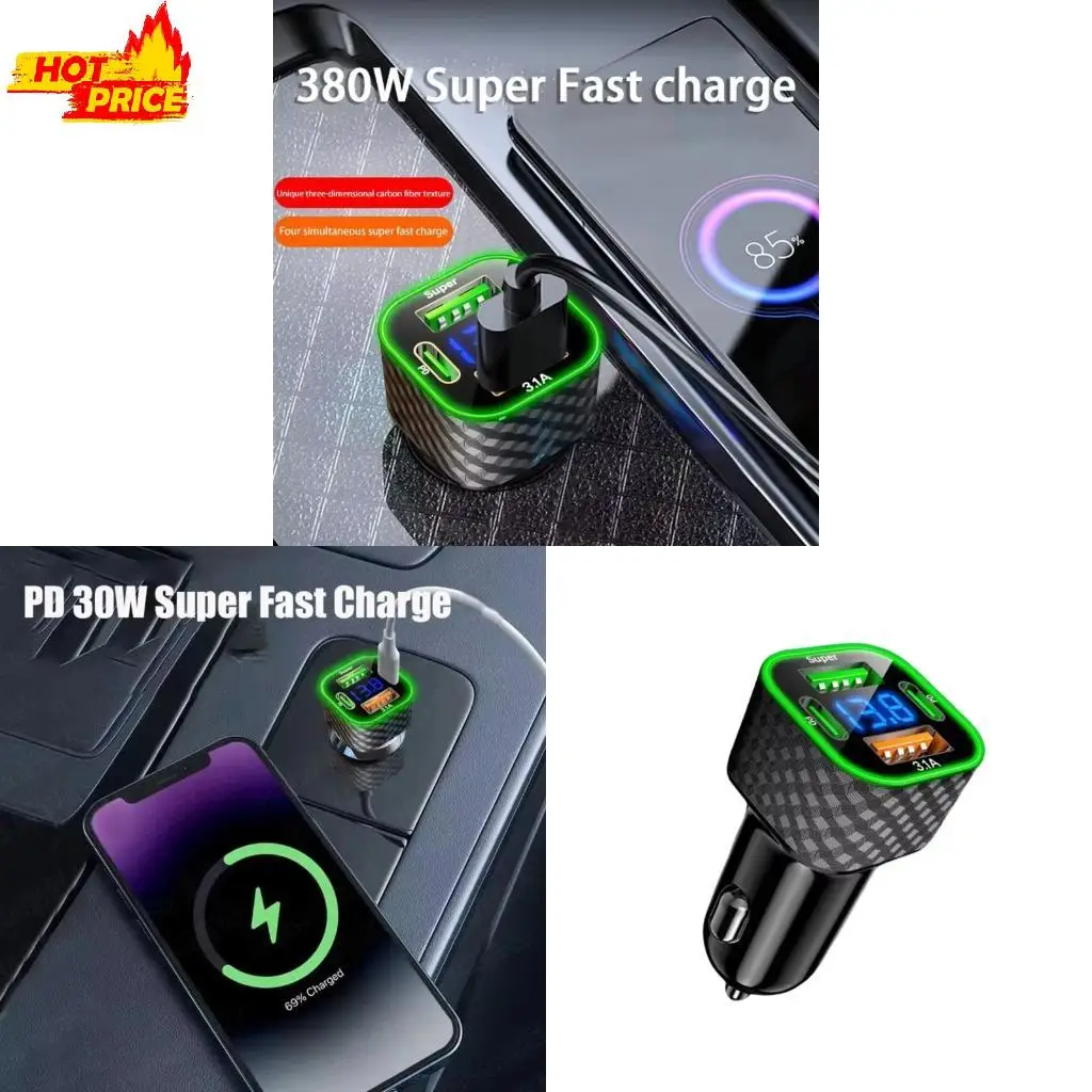 

Universal 4 Port Fast Car Chargers 380W Выходной цифровой электрический дисплей для Auto