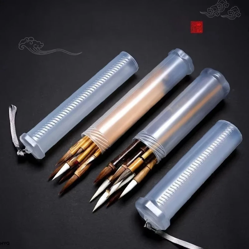 Student Pen Holder Transparent Storage Retractable Portable Pen Holder Learning Art Stationery Supplies Brush Paint Pen Holder