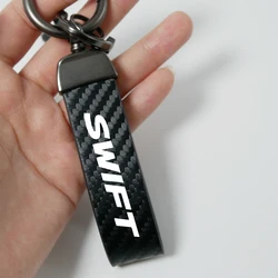 Carbon Leather Car Keychain Chain Key Rings Degree Rotating Horseshoe Rings for Suzuki Swift Car Accessories