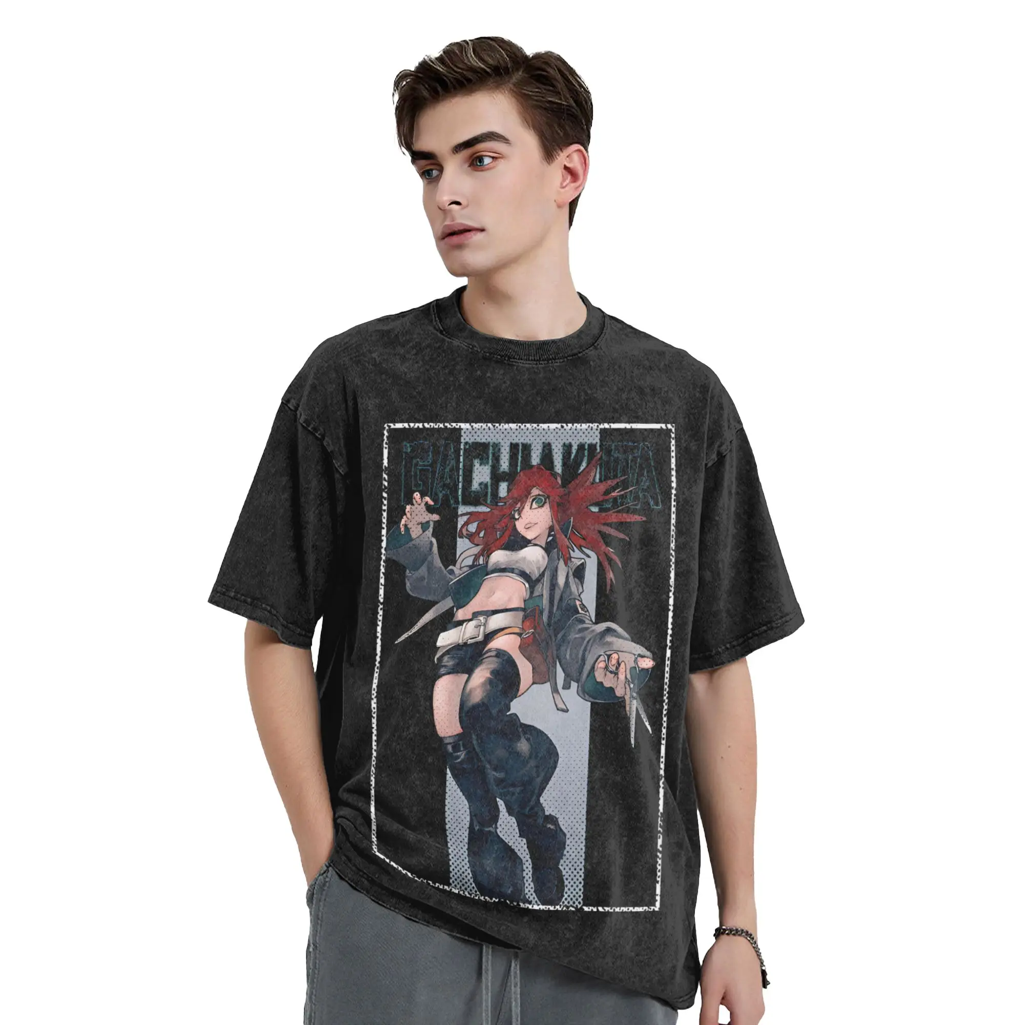 Washed T Shirts Gachiakuta Riyo Reaper Anime Novelty T-Shirts Oversize  Streetwear Short Sleeve Graphic Tops Tees Men Women