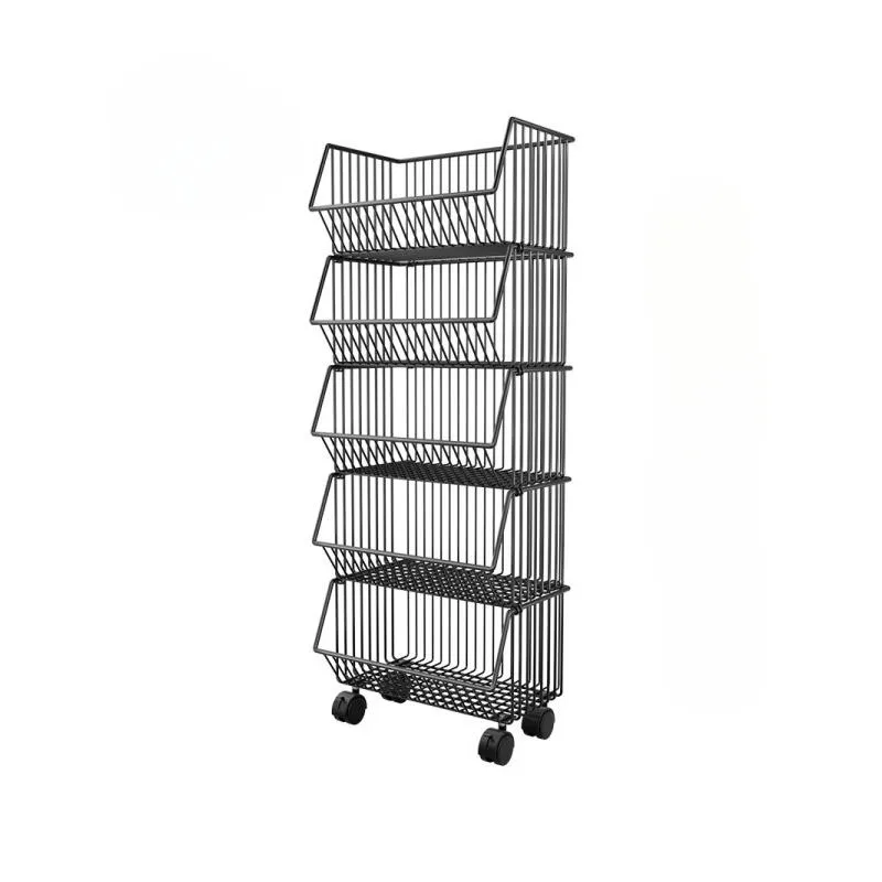 Kitchen storage rack, floor to floor small cart, multi-layer snack storage rack, mobile multi-functional vegetable basket, toy r