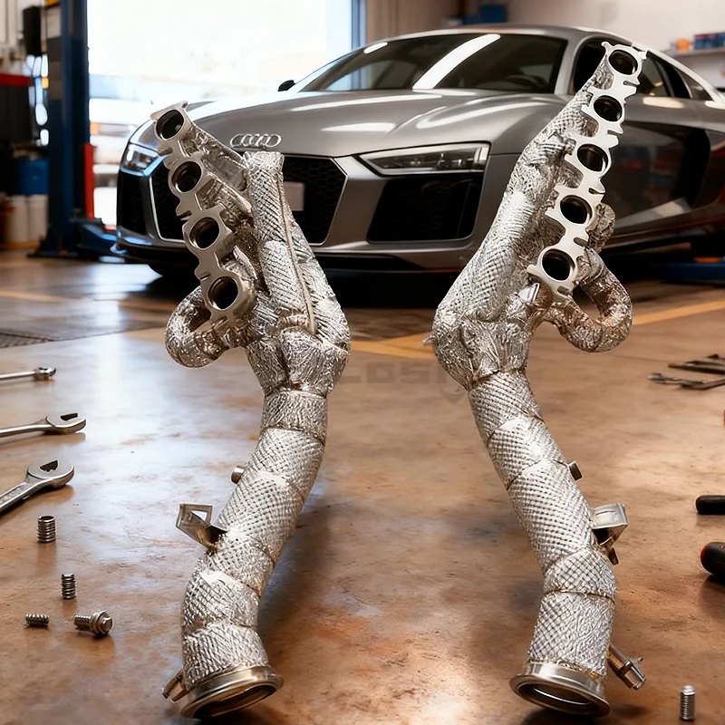 

Выпускной коллектор для AUDI R8 V10 5.2L 2010-2019, прямой коллектор с изоляцией, автомобильная часть