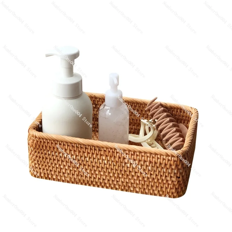 Applicable to Storage box Manual rattan wash table storage basket Coffee table remote control entrance key storage basket