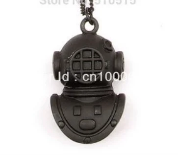 Collar de casco de buceo Steampunk, armadura Cyberpunk negra, buzo sagrado, océano, buzo de aguas profundas, joyería gótica Punk