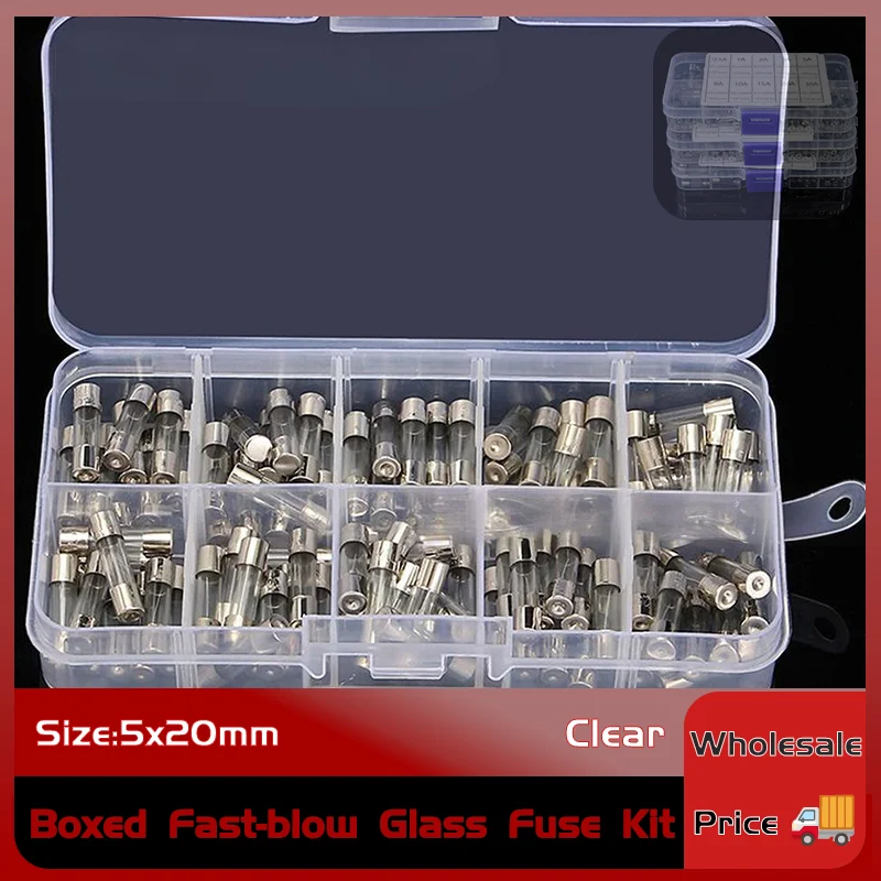 

250V 5x20mm 0.2A 0.5A 1A 2A 3A 5A 6A 8A 10A 15A 20A 30A Household Assorted Car Glass Tube Fuses Kit Boxed Fast-blow Glass Fuse