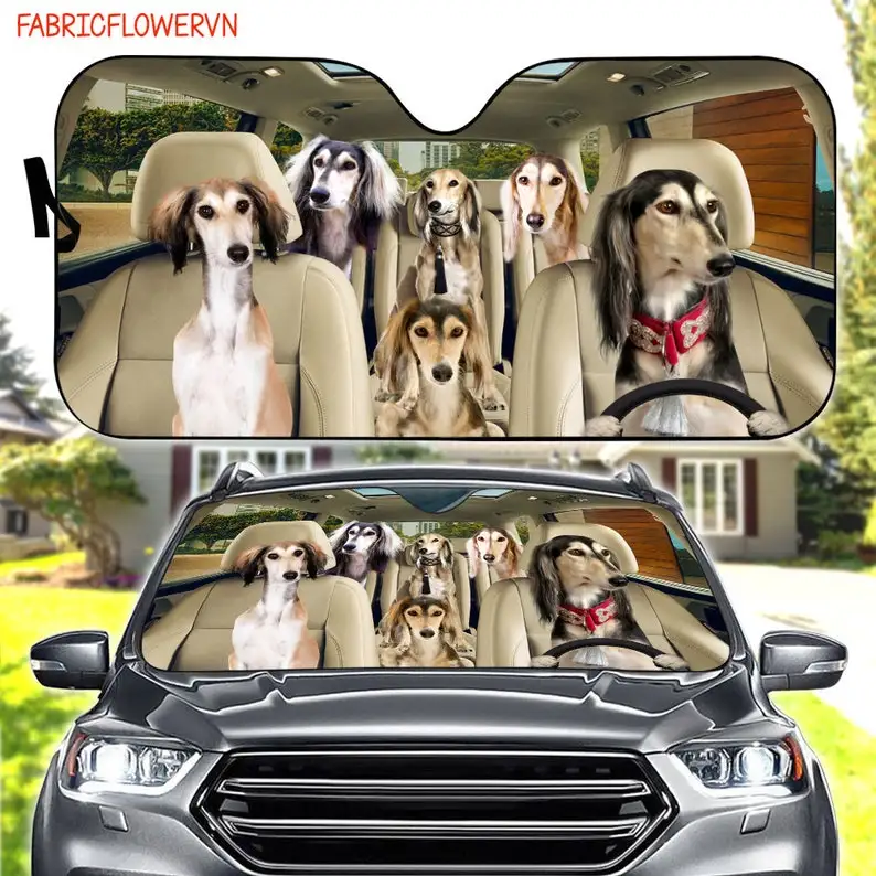 Saluki Car Sunshade, Saluki Car Decoration, Dog Windshield, Dog Lovers Gift, Dog Car Sunshade, Gift For Mom, Gift For Dad