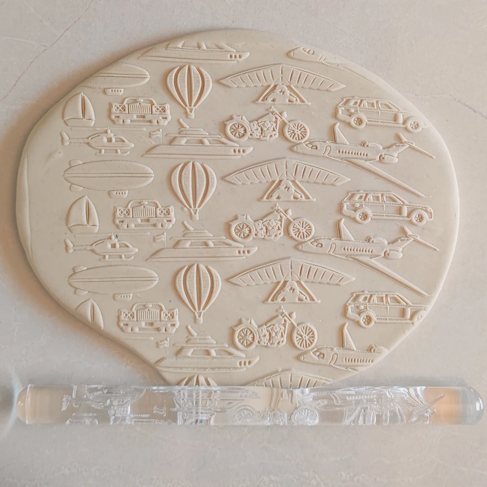 Luxury Means Of Transportation Create A Beautiful Pattern On Your Dough Acrylic Textured Rolling Pin