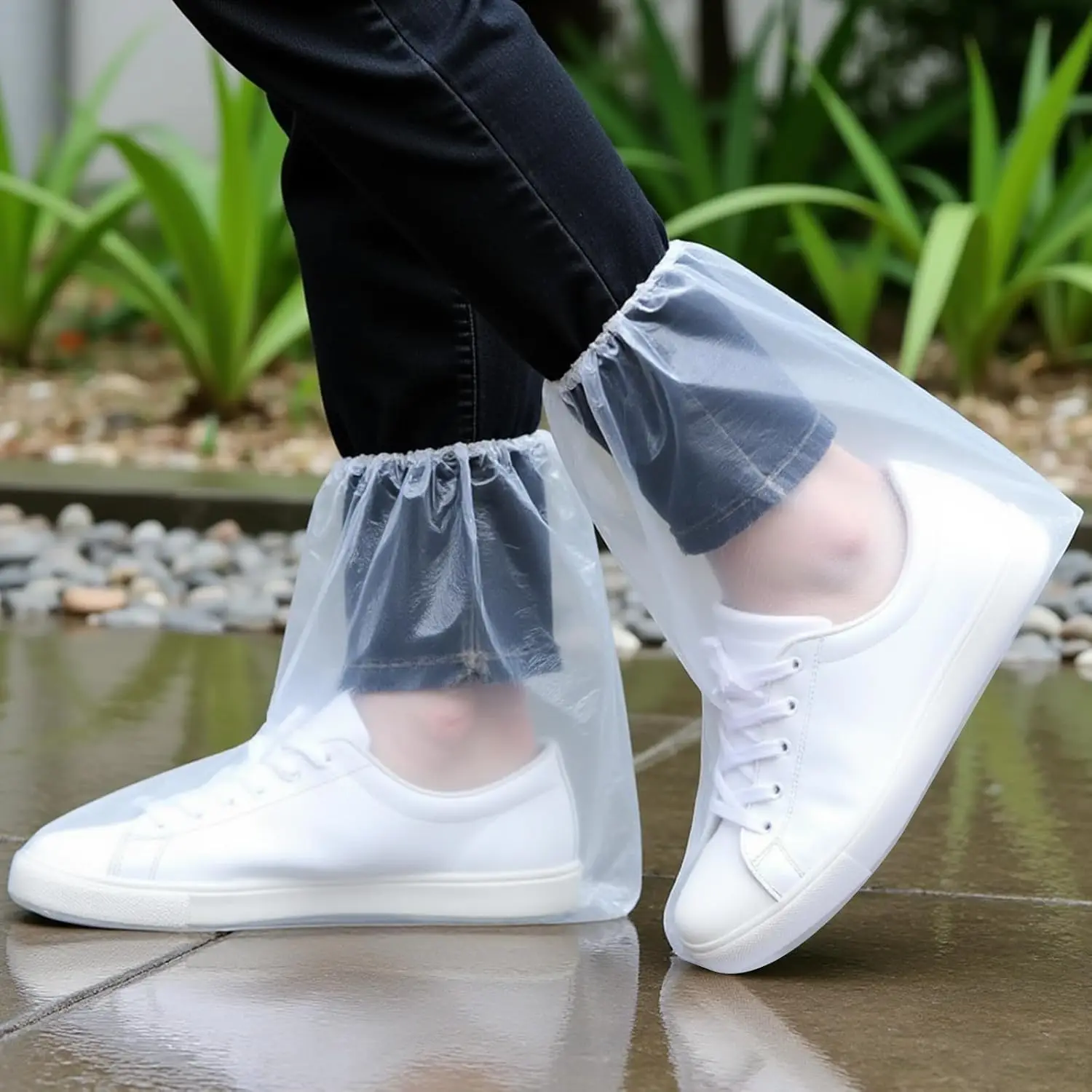 

24 Pairs Disposable Rainproof Shoe Covers for Men and Women, Waterproof Non-Slip Plastic Shoe Protectors with Elastic Opening