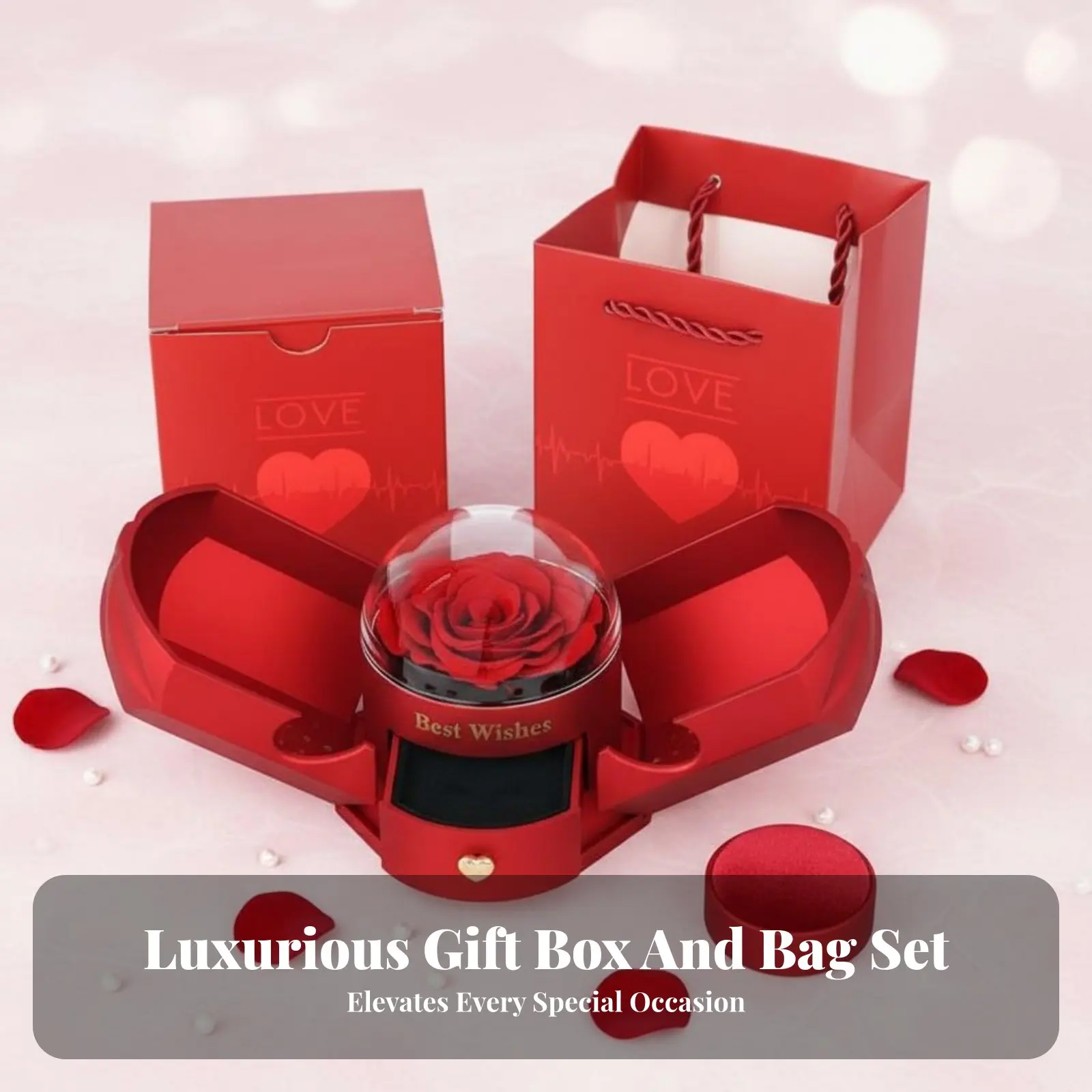 

Celestial Feather Feather Flower Jewelry Box Elegant Packaging Preserved Flower Gift Box Everlasting Flower Necklace Case