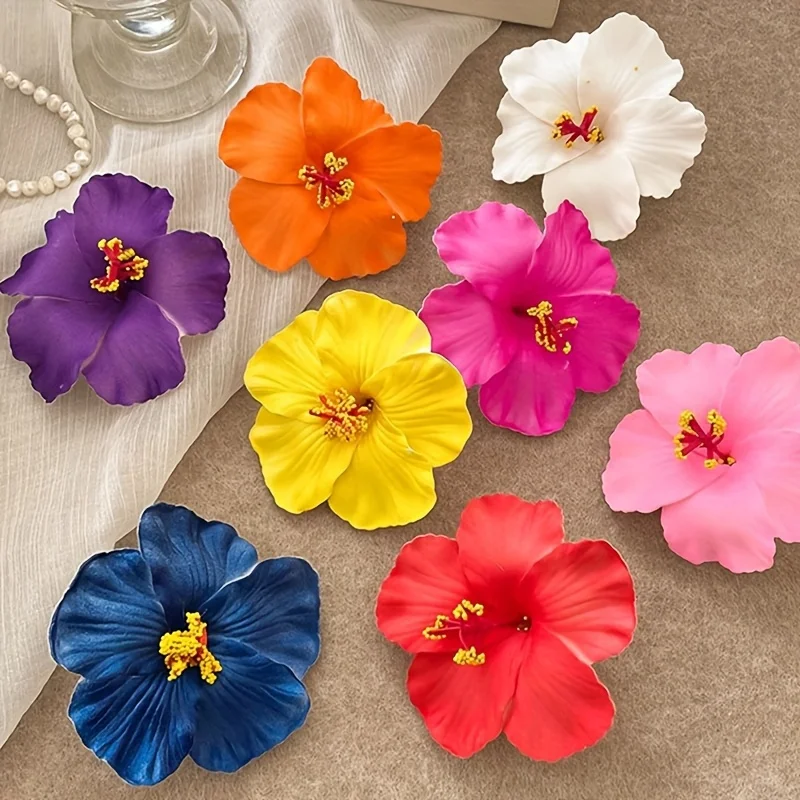 

6pcs of hibiscus hair accessories, elegant accessories for women, hibiscus hairpins for summer beach vacation, daily hibiscus ha