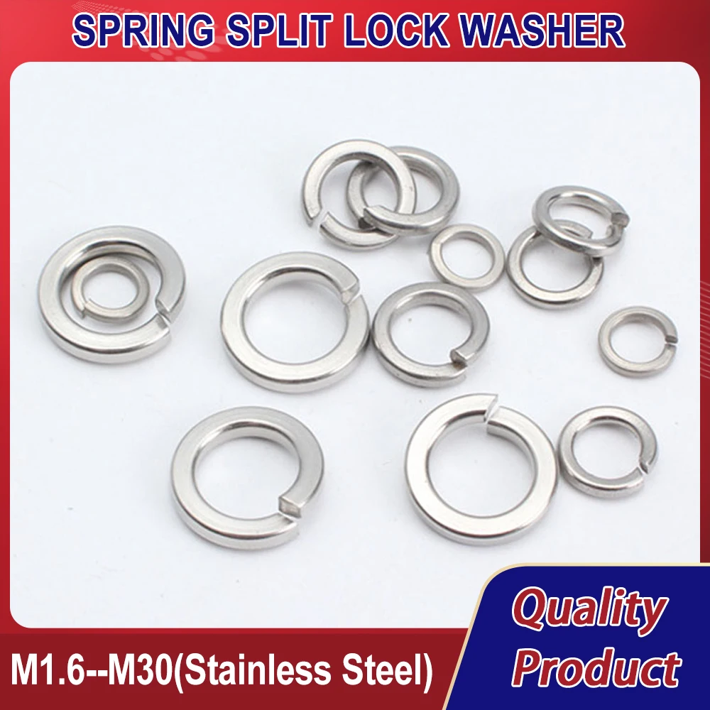 M1.6 M2 M2.5 M3 M4 M5 M6 M8 M10 M12 M14 M16 M18 M20 M22 M24 M27 M30 304 Stainless Steel Spring Split Lock Washer Elastic Gasket