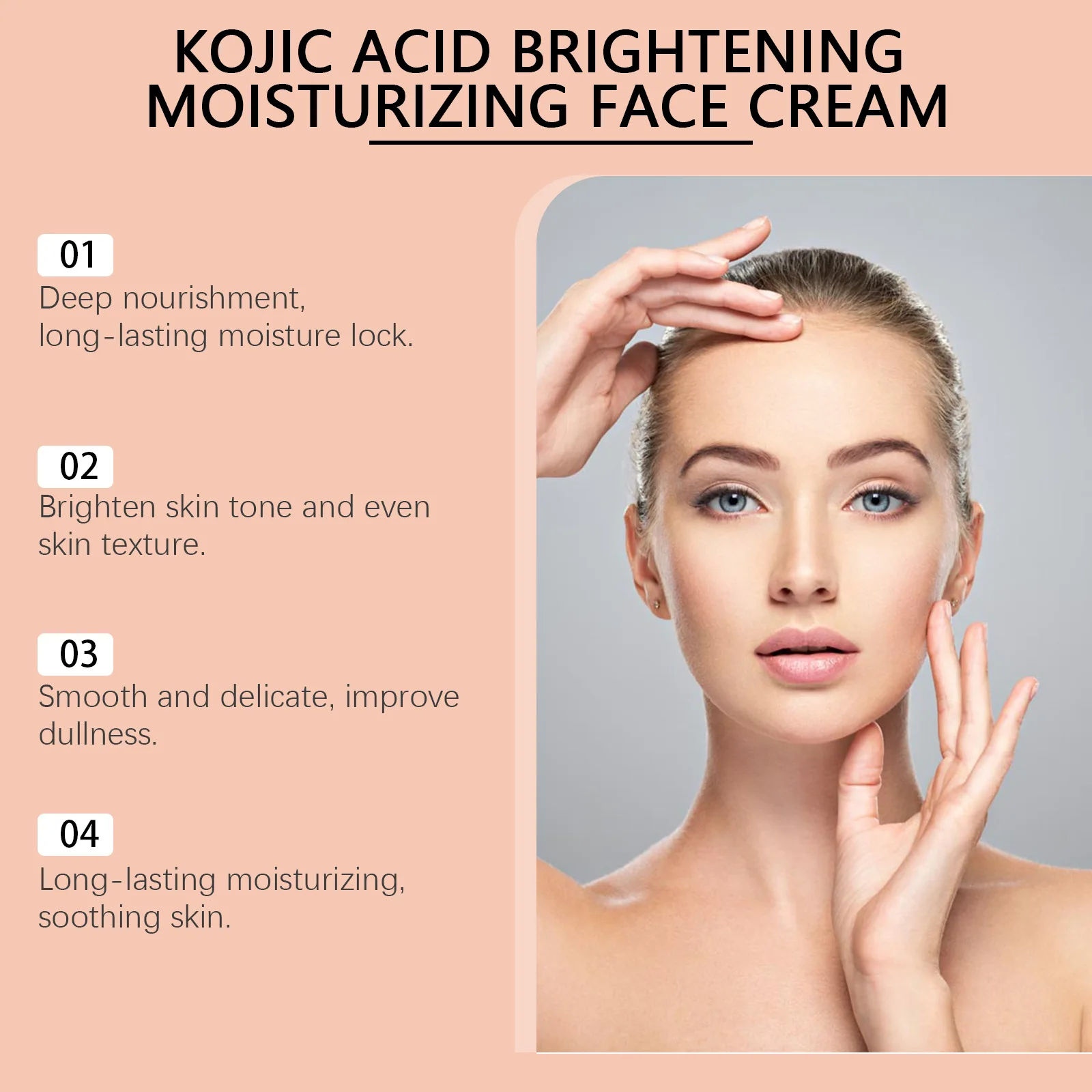 Kojic Acid Face Cream Brightening Skin Tone Moisturizing Oil-Control Nourishing Lifting Repair Fade Fine Lines Remove Dark Care