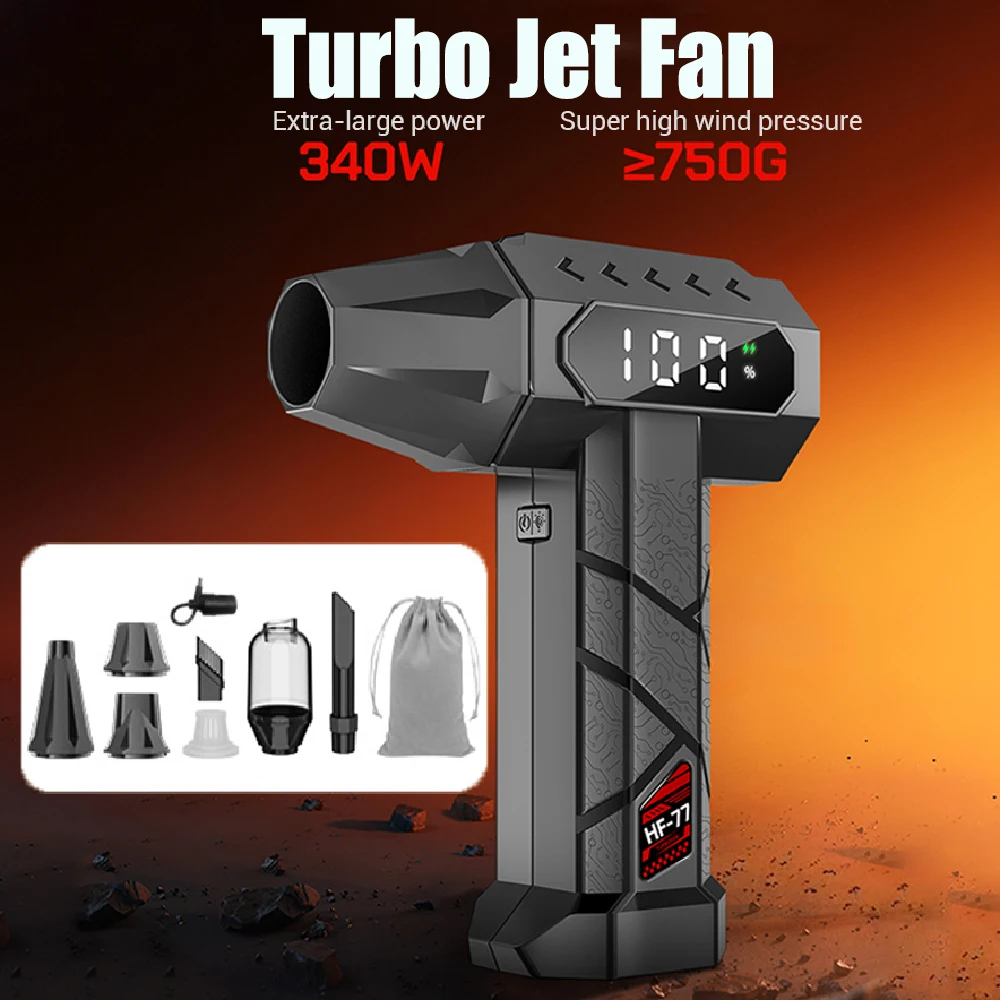 

15000 мАч Turbo Violent Fan, 2 скорости, мощный вентилятор, 40 мм, бесщеточный уличный ручной вентилятор, 750 г, тяга, сжатый воздух, тряпка