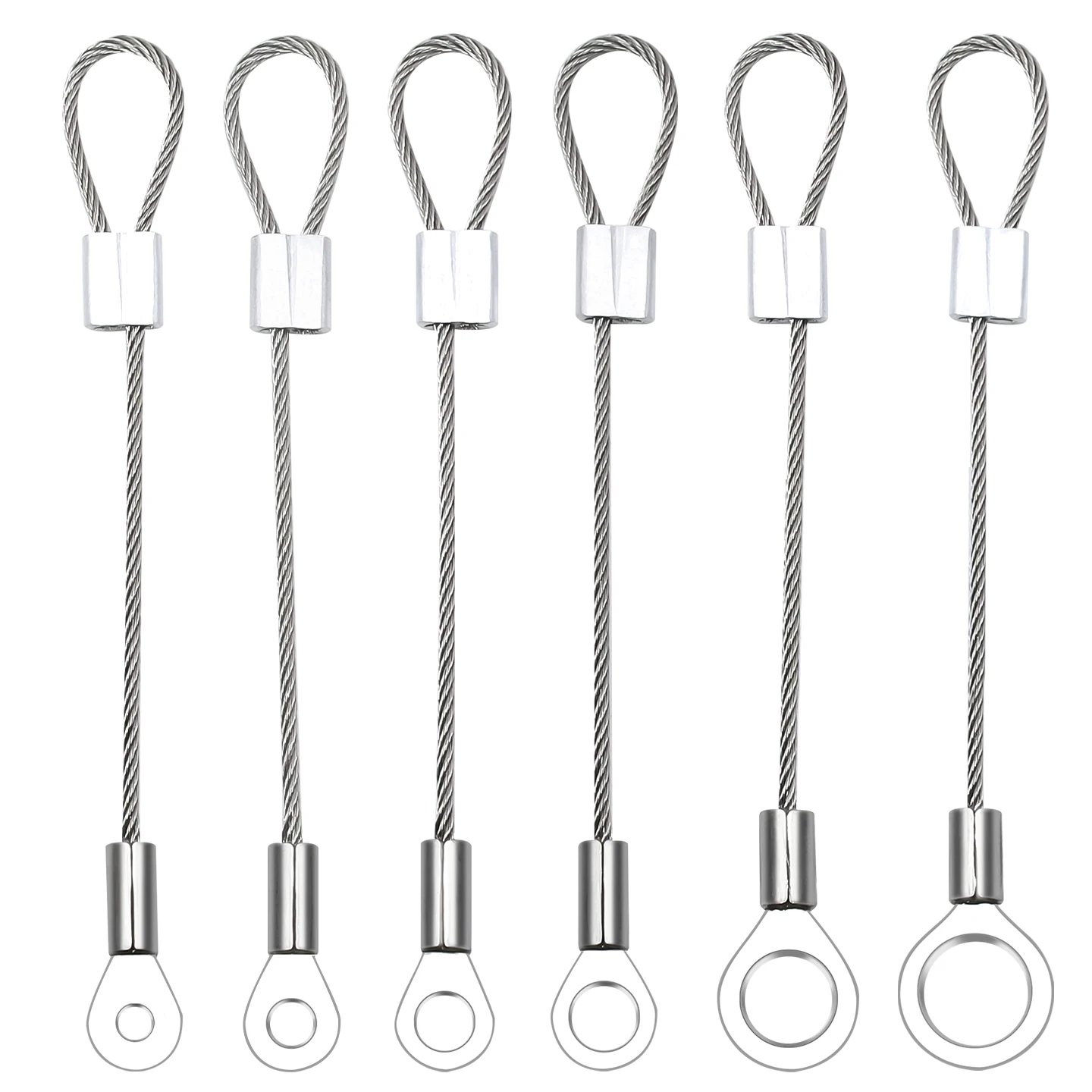 4PCS 1.5mm Stainless Steel Wire Rope, End with Loop, M3/M4/M5/M6/M8/M10 Crimping Joint, Wire Safety Rope