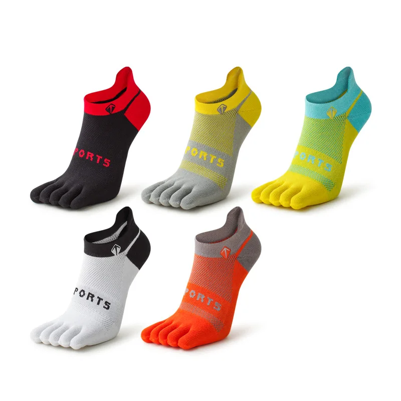 1 par masculino coolmax toe barco meias respirável algodão doces cores de secagem rápida suor-wicking cinco dedos ciclismo meias esportivas
