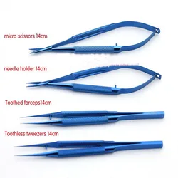 titanium microsurgical instruments 14cm outside hand microsurgery instruments Kit (invoicing )scissors needle holder forceps