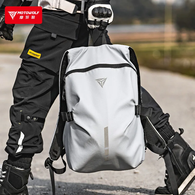 

Motorcycle Rider Backpack Outdoor Cycling Large Capacity Helmet Bag Casual Backpack Anti Splash Reflective Bag