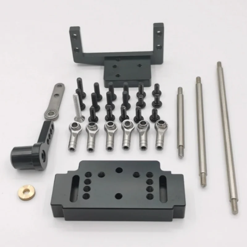 1 conjunto de haste de ligação de metal de simulação preta para 1/14 tamiya para iveco peças diy dedicadas