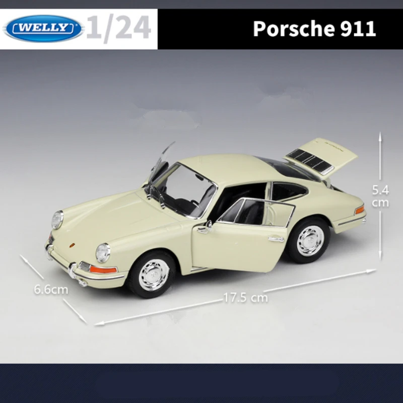 WELLY 1:24 1964 Porsche 911 Legierung klassisches Sportwagenmodell Druckguss Metallspielzeugfahrzeuge Automodell Simulation Sammlung Kindergeschenk