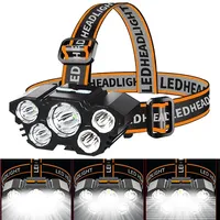 USB Rechargeable Built-in Battery 5 Led Strong Headlight Super Bright Head-Mounted Flashlight Outdoor Fishing Camping Flashlight
