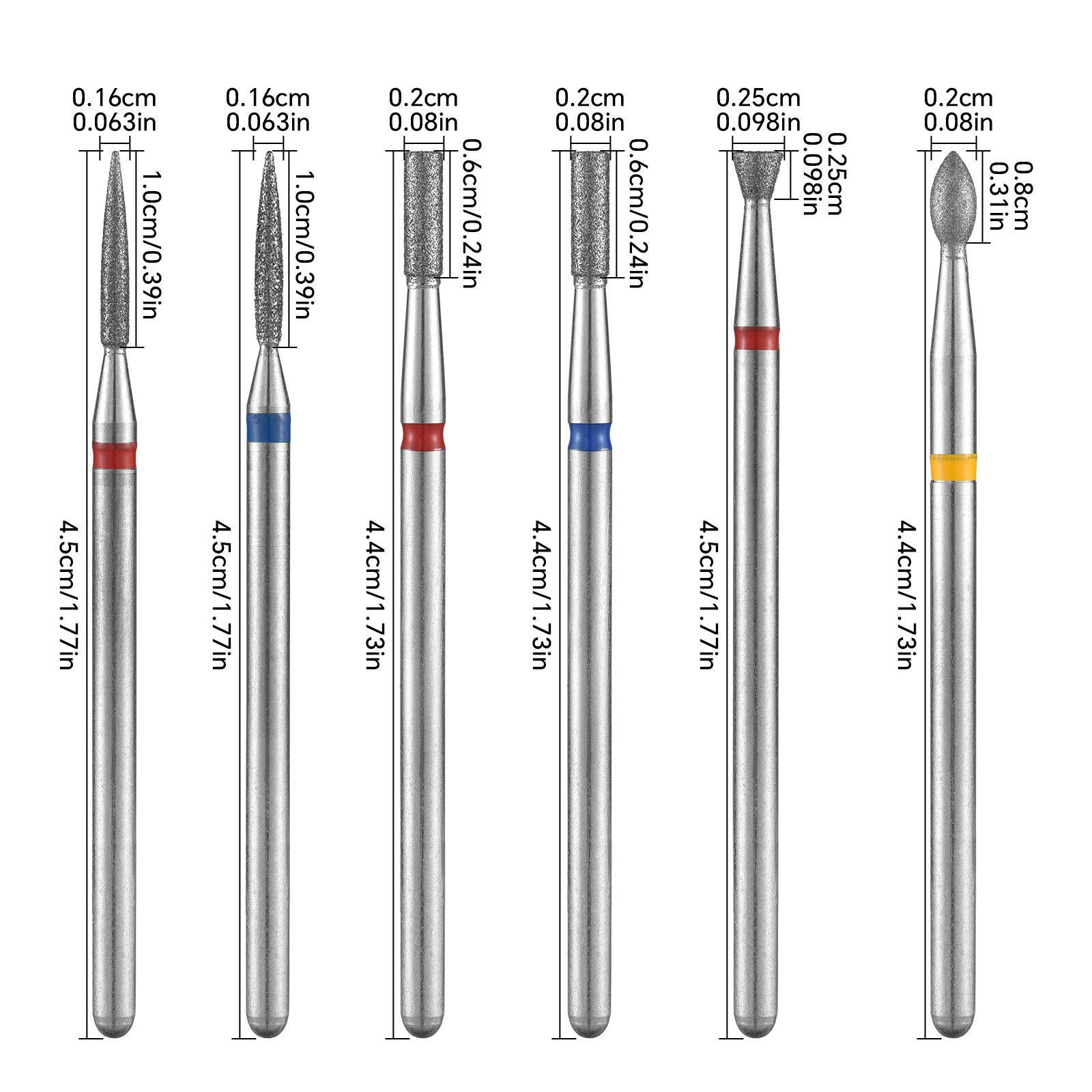 1Pc Diamond Nail Boor Professionele Rood Blauw Huid Removal Tool 2.35MM Elektrische Frezen Voor Manicure Pedicure