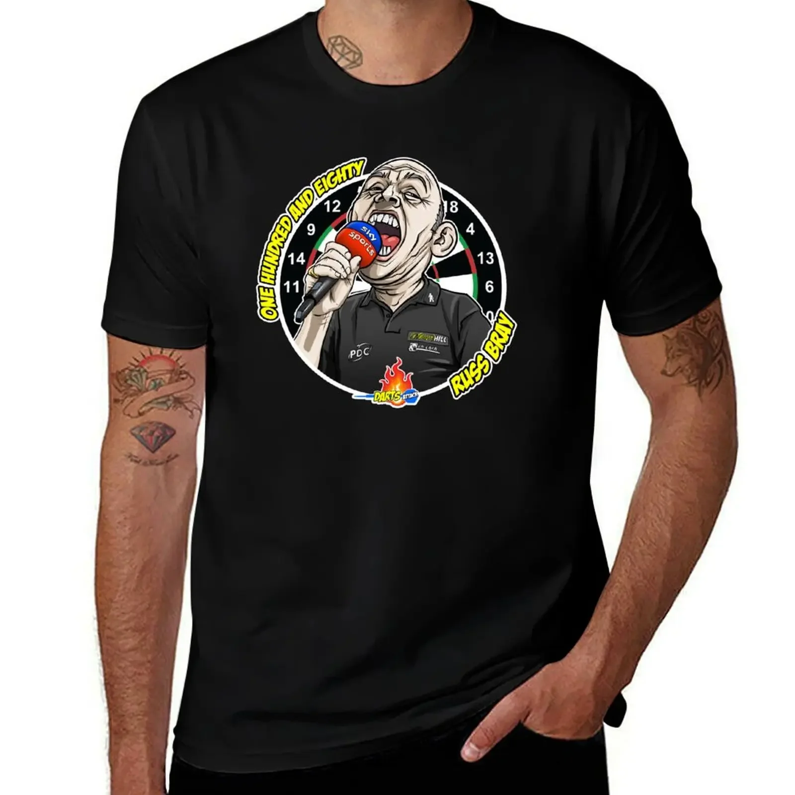 Caricatura Russ Bray, by Darts Attack T-Shirt Blouse affliction shirts oversizeds tee shirts for men