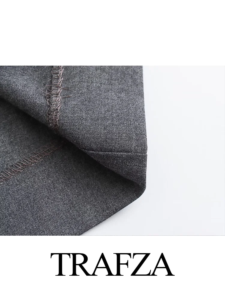 TRAFZA Fashion Vintage damski kombinezon V dekolt krótki bezrękawnik kobiet kieszonkowy wąska na guziki damski kamizelka eleganckie koszule spodnie