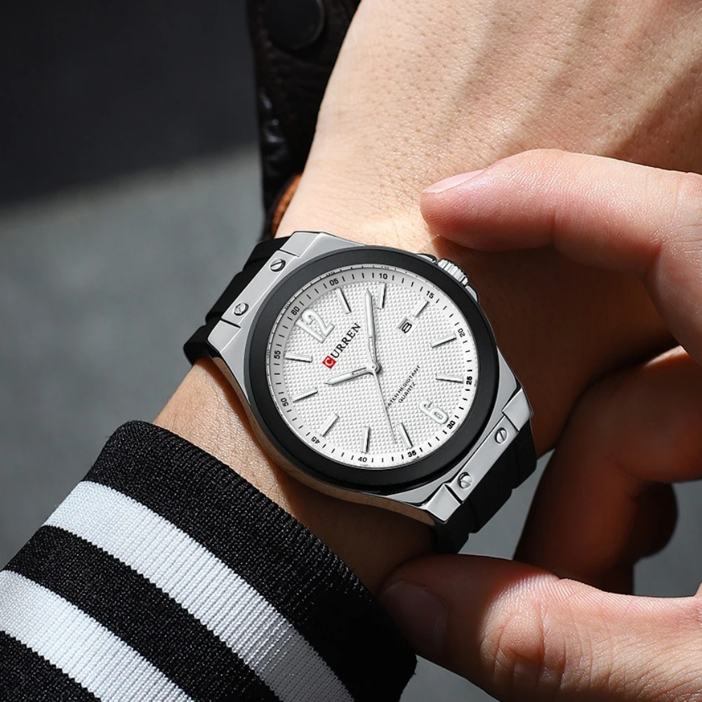 Curren 8467 Men's Watch Calendar Waterproof Luminous Tape Watch Casual Fashion Watches for Men Relogios Masculino Reloj Hombre