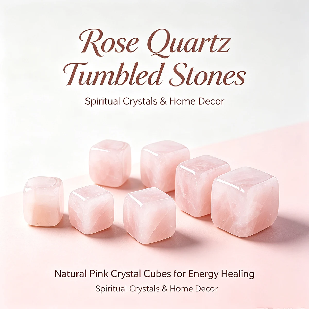 10pcs Polished Natural Rose Quartz Rolling Stone Square Crystal Block, Healing Crystal Gravel Mineral Specimen, Reiki Energy Sto