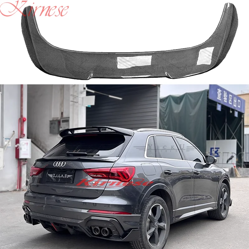 New Design 2019 To 2022 For Audi Q3 Sportback Spoiler By Gloss Black Carbon Fiber Look Rear Mid Wing Lip Roof Spoiler