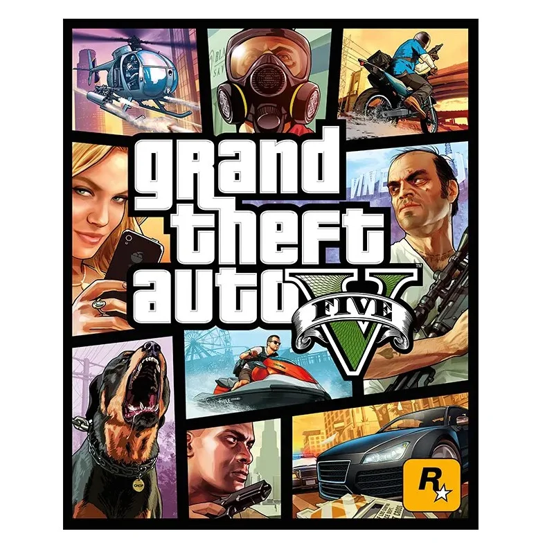 Grand Theft Auto Video Game Poster, Canvas Painting GTA 5 Wall Picture Print, Ideal for Modern Gamer Living Room Home Decoration