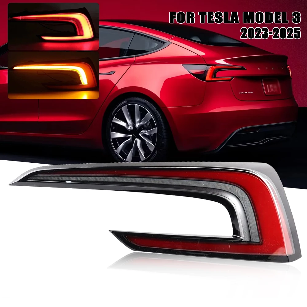 LED Rear Tail Light FOR Tesla Model 3 2023 2024 2025 Car Signal Brake Lamp Bumper Warning Light